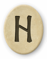 Die Futhark Rune Hagalaz und Löwe