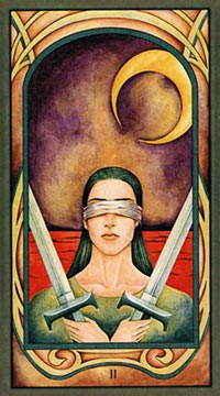 Die Zwei der Schwerter im Gypsy Gathering Tarot
