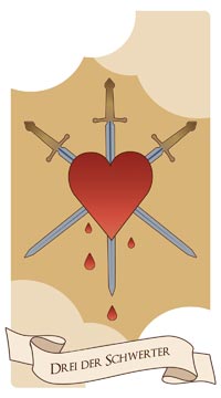 Die Drei der Schwerter im La Inspiratriz Tarot