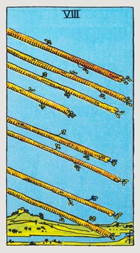 Die Acht der Stäbe im Rider Waite Tarot