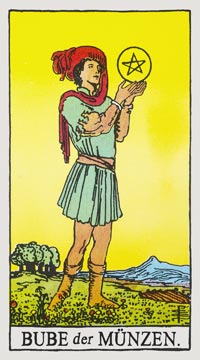 Tarot und Der Bube der Münzen für Fleiß und Konzentration