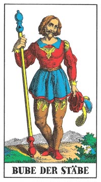 Tarot und Der Bube der Stäbe für Aufregung und Freiheit