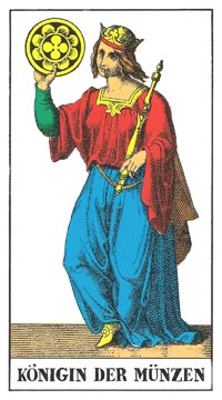 Tarot und Die Königin der Münzen für Wohlbefinden und Großzügigkeit